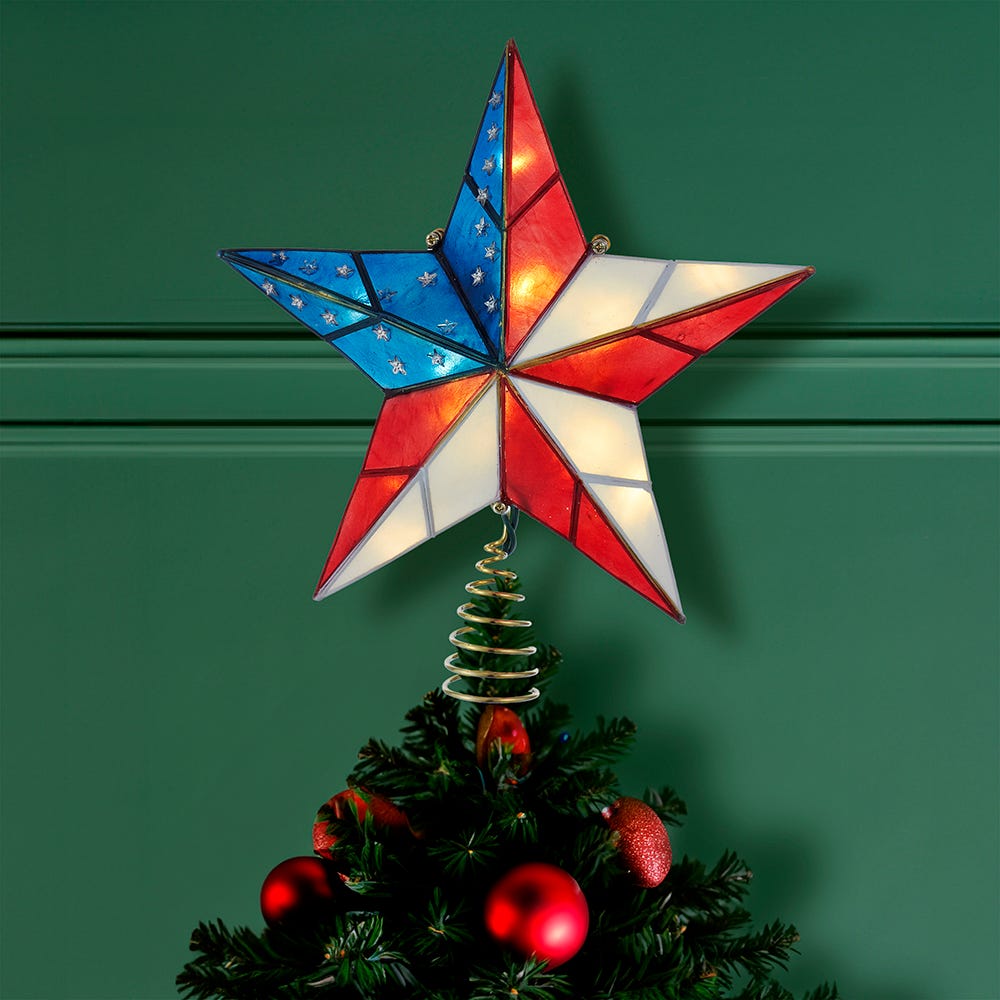 Kurt Adler Capiz American Flag Inspired Star Treetop